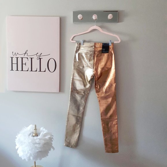 J Brand high shine gold high rise skinny jeans - Picture 8 of 11